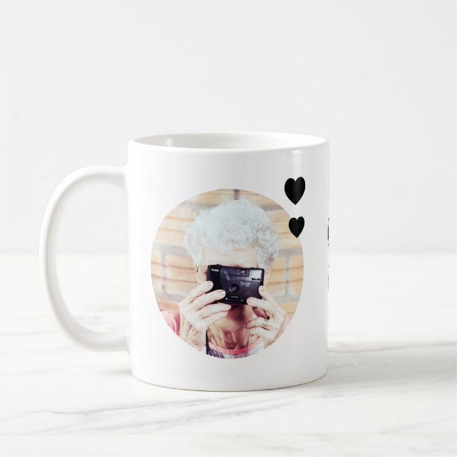 Taza De Café Ama tu abuela | Dos textos manuscritos fotográfico (Izquierda)