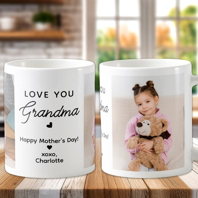 Taza De Café Ama tu abuela personalizada 2 foto abuelo (Subido por el creador)