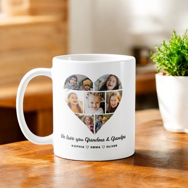 Taza De Café Ama tu abuela y foto del abuelo en blanco (Subido por el creador)
