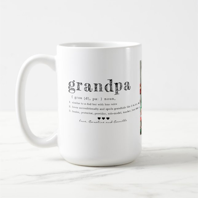Taza De Café Ama tu abuelo Mug |Dos Café Escrito A Mano Con Fot (Izquierda)