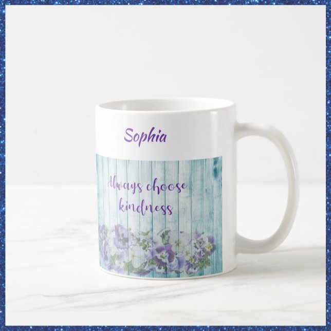 Taza De Café Amabilidad inspiradora Floral Azul (Subido por el creador)