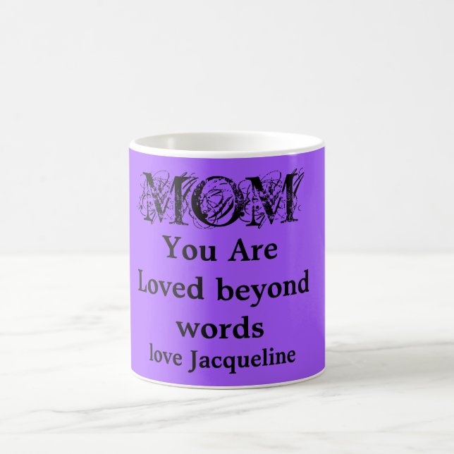 Taza De Café Amado más allá de las palabras, mamá, morado-negro (Centro)