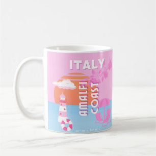 Taza De Café Amalfi Coast Travel Art, Viaje Preppy, Rosa