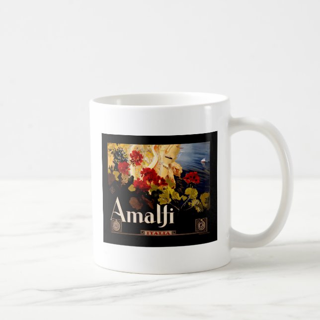 Taza De Café Amalfi Italia Viaje Afiche Arte Gráfico (Derecha)