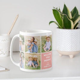 Taza De Café Amamos a Mamá Collage de Fotos Moderno Rosa