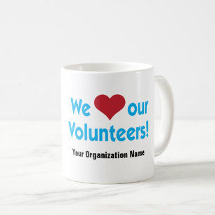 Taza De Café Amamos a nuestros voluntarios con símbolo rojo de