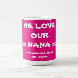 Taza De Café 'Amamos Nuestra Nana' Nombres Personalizados Simpl