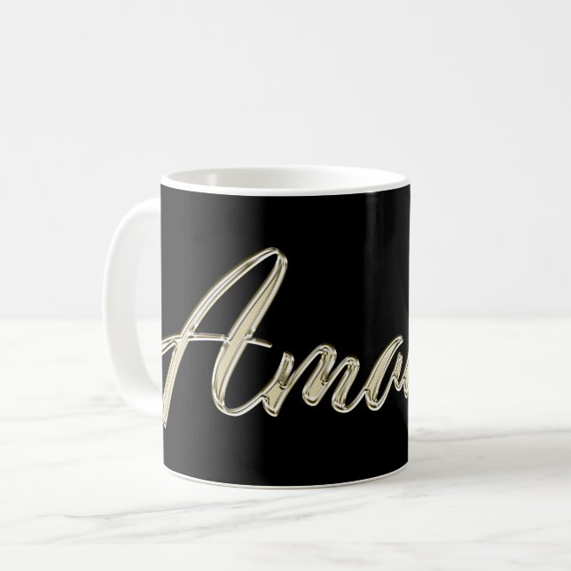 Taza De Café Amanda white gold Handwriting Tasse Kaffeetasse (Anverso izquierdo)