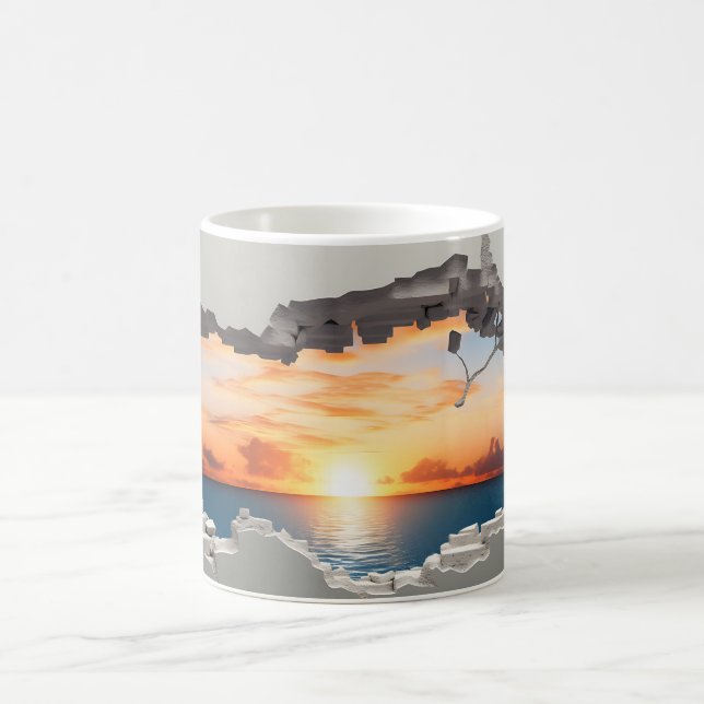 Taza De Café Amanecer 3D sobre la sublimación del ajuste de la  (Centro)