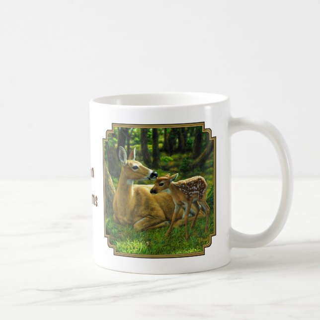 Taza De Café Amanecer blanco de primavera y madre venada (Derecha)