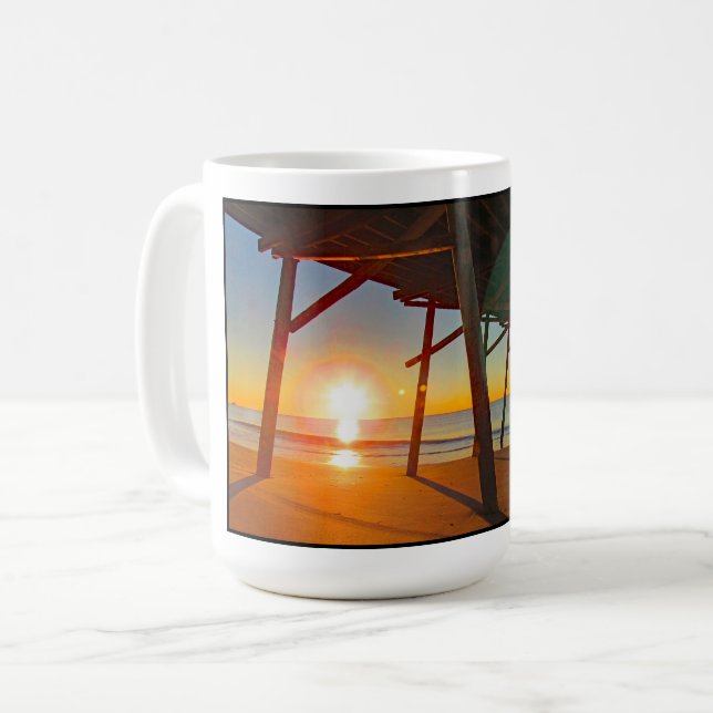 Taza De Café Amanecer de Acción de Gracias en Bogue Inlet Pier  (Anverso izquierdo)
