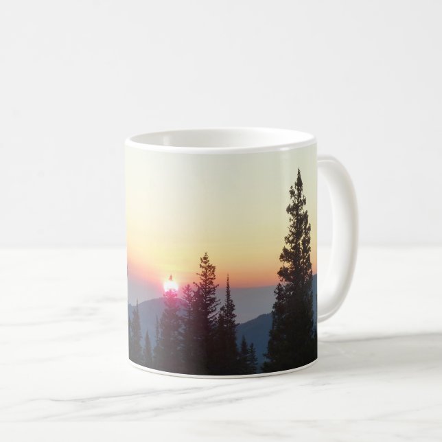 Taza De Café Amanecer en el bosque en la montaña Rocky (Anverso derecho)