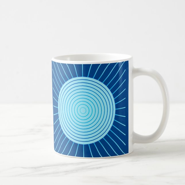 Taza De Café Amanecer geométrico moderno - Azul cobalto y Aqua (Derecha)