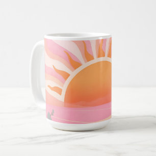 Taza De Café Amanecer Pastel Boho Pradera