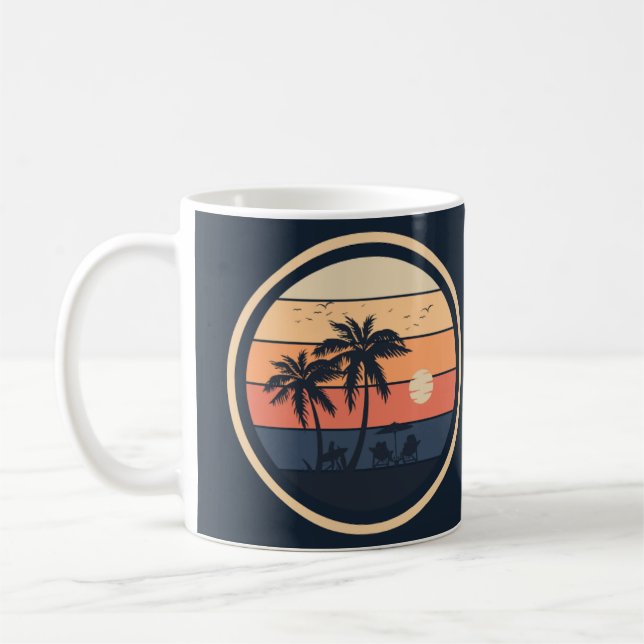 Taza De Café Amanecer sencillo beige y Naranja (Izquierda)
