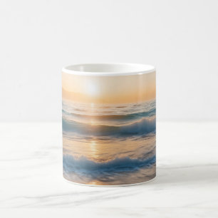 Taza De Café Amanecer sobre la playa