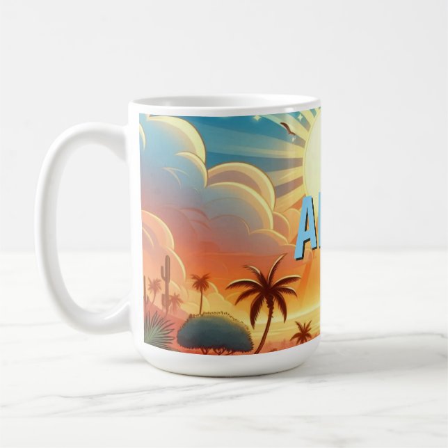 Taza De Café Amanecer Tropical Personalizado  (Izquierda)
