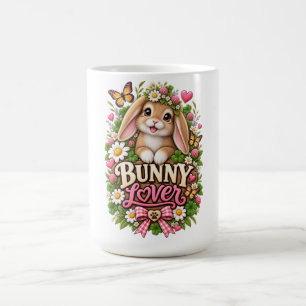 Taza De Café Amante de conejitos lindos jardín de cottage flora