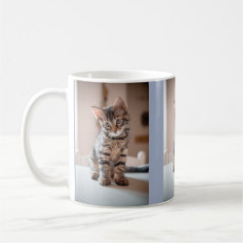 Taza De Café Amante de Gatito 3 Fotos Personalizadas