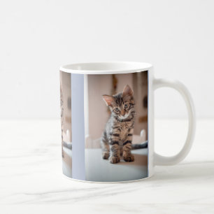 Taza De Café Amante de Gatito 3 Fotos Personalizadas