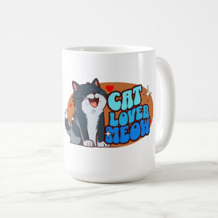 Taza De Café Amante de gatos Maullido - gato azul