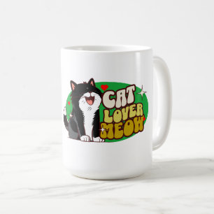 Taza De Café Amante de gatos Maullido - gato negro