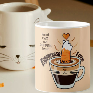 Taza De Café Amante de gatos y café Tonos neutros rústicos Dive