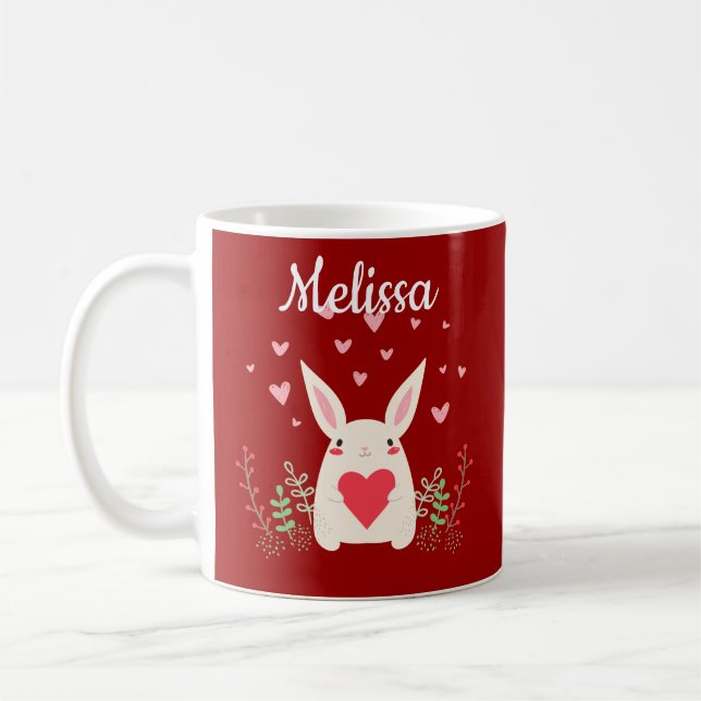 Taza De Café Amante de Kawaii Bunny Personalizado (Izquierda)