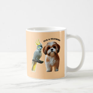 Taza De Café Amante de la mascota Shih Tzu Perro y Pájaro Cocka