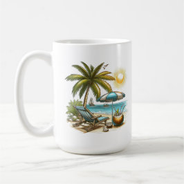Taza De Café Amante de la playa Gran cerámica clásica