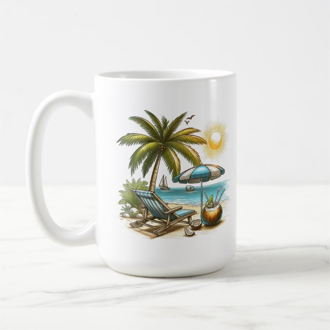 Taza De Café Amante de la playa Gran cerámica clásica (Izquierda)