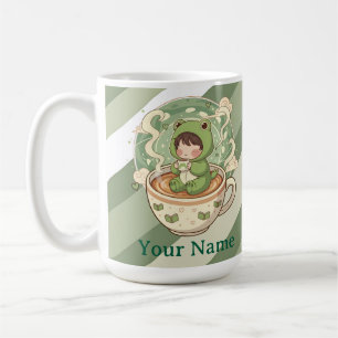 Taza de café amante de la rana linda