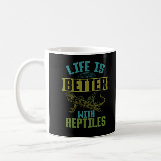 Taza De Café Amante de la serpiente de Lizard Chameleon Reptile (Izquierda)