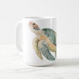 Taza De Café Amante de la Vida Marina Tortuga de Mar Arte Acuar