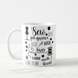Taza De Café Amante de las Palabras de Costura Ama Coser Tipogr