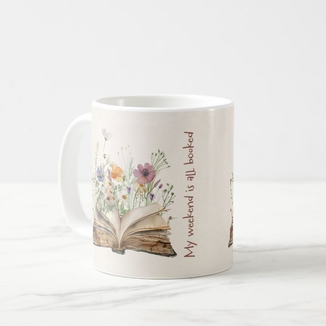 Taza De Café Amante de libros florales (Anverso izquierdo)