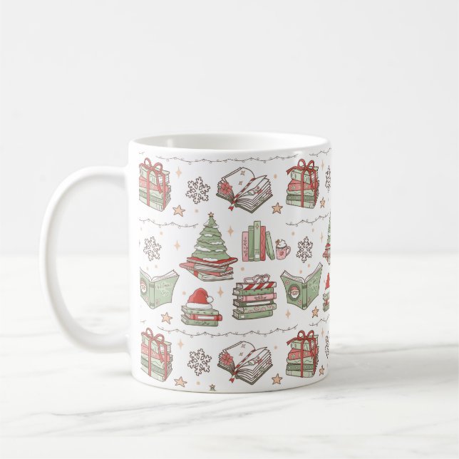 Taza De Café Amante de Libros Navideños Acogedores (Izquierda)