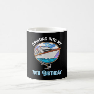 Taza De Café Amante de los Cruceros Navegando hacia mis 70 años