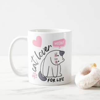Taza De Café Amante de los Gatos de por Vida - Rosa