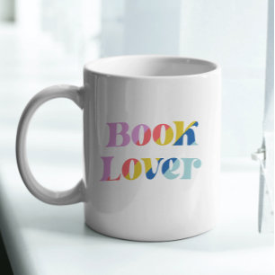 Taza De Café Amante de los libros tipografía retro colorida de 