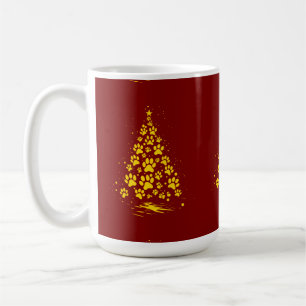 Taza De Café Amante de Perros Huella de Pata Árbol de Navidad 4
