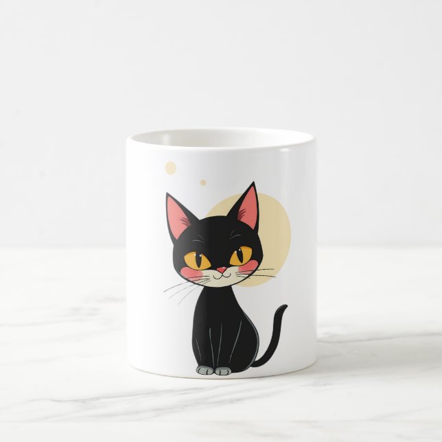 Taza De Café amante del gato negro divertido mug retro gato (Centro)
