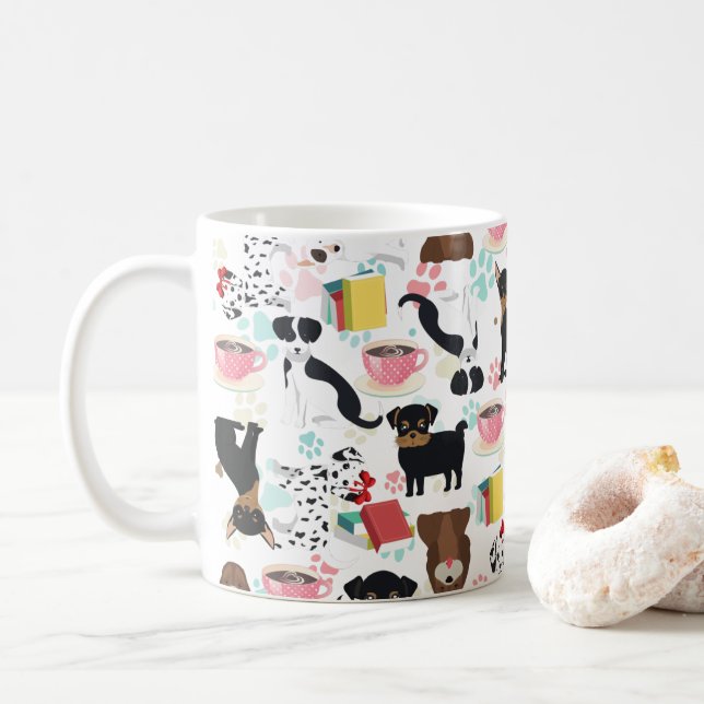 Taza De Café Amante del libro Cute Dog Lover (Con donut)