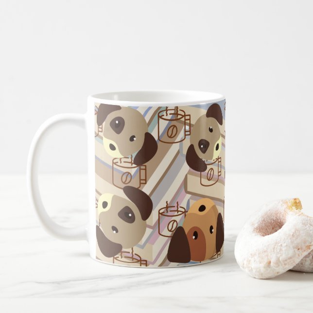 Taza De Café Amante del libro Cute Dog Lover (Con donut)