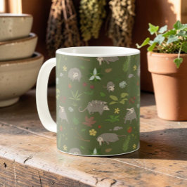 Taza De Café Amante del Oso Melero Terroso Verde Cottagecore