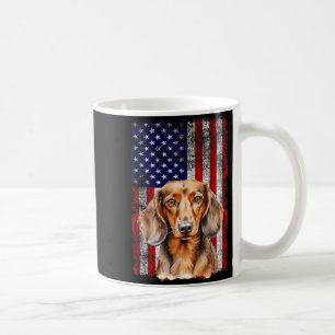 Taza De Café Amante del perro Dachshund Bandera de EE. UU. 4 de