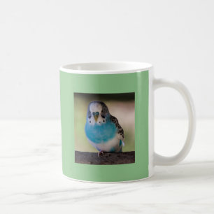 Taza De Café Amantes blancos clásicos azules del loro de la