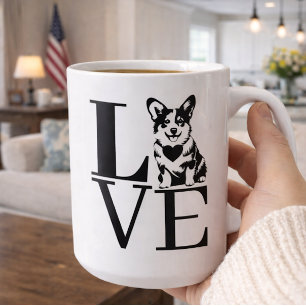 Taza De Café Amantes de Corgi 'AMOR' Padres de Mascotas Madres