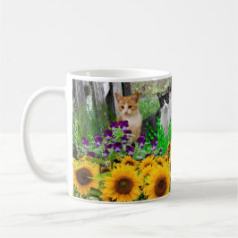 Taza De Café Amantes de Gatos / Girasoles y Felinos