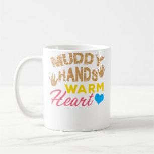 Taza De Café Amantes de la Cerámica Manos Lodosas Corazón Cálid